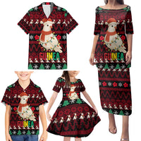 Guinea Christmas Family Matching Puletasi and Hawaiian Shirt with Festive Dove String Lights and Red Black Holiday Pattern - Wonder Print Shop
