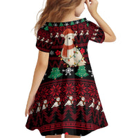 Guinea Christmas Family Matching Short Sleeve Bodycon Dress and Hawaiian Shirt with Festive Dove String Lights and Red Black Holiday Pattern - Wonder Print Shop