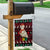 Guinea Christmas Garden Flag with Festive Dove String Lights and Red Black Holiday Pattern - Wonder Print Shop