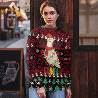 Guinea Christmas Ugly Christmas Sweater with Festive Dove String Lights and Red Black Holiday Pattern - Wonder Print Shop