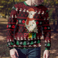 Guinea Christmas Ugly Christmas Sweater with Festive Dove String Lights and Red Black Holiday Pattern - Wonder Print Shop