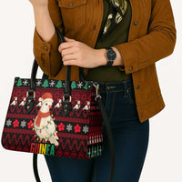 Guinea Christmas Leather Bag with Festive Dove String Lights and Red Black Holiday Pattern - Wonder Print Shop