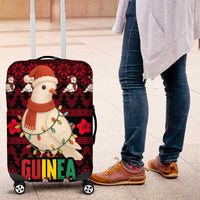 Guinea Christmas Luggage Cover with Festive Dove String Lights and Red Black Holiday Pattern - Wonder Print Shop