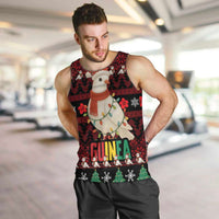 Guinea Christmas Men Tank Top with Festive Dove String Lights and Red Black Holiday Pattern - Wonder Print Shop