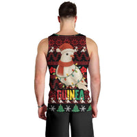 Guinea Christmas Men Tank Top with Festive Dove String Lights and Red Black Holiday Pattern - Wonder Print Shop