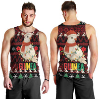 Guinea Christmas Men Tank Top with Festive Dove String Lights and Red Black Holiday Pattern - Wonder Print Shop