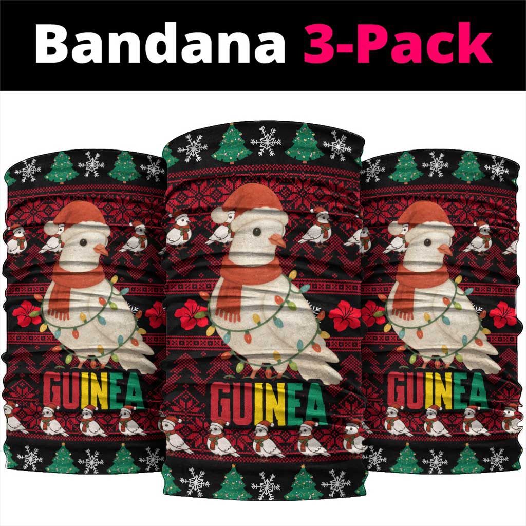 Guinea Christmas Neck Gaiter with Festive Dove String Lights and Red Black Holiday Pattern - Wonder Print Shop