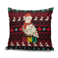 Guinea Christmas Pillow Cover with Festive Dove String Lights and Red Black Holiday Pattern - Wonder Print Shop
