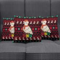 Guinea Christmas Pillow Cover with Festive Dove String Lights and Red Black Holiday Pattern - Wonder Print Shop