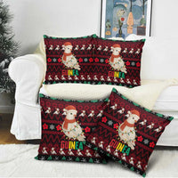 Guinea Christmas Pillow Cover with Festive Dove String Lights and Red Black Holiday Pattern - Wonder Print Shop