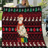 Guinea Christmas Quilt with Festive Dove String Lights and Red Black Holiday Pattern - Wonder Print Shop