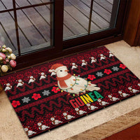 Guinea Christmas Rubber Doormat with Festive Dove String Lights and Red Black Holiday Pattern - Wonder Print Shop