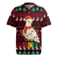 Guinea Christmas Rugby Jersey with Festive Dove String Lights and Red Black Holiday Pattern - Wonder Print Shop