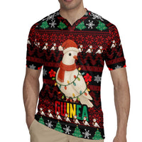 Guinea Christmas Rugby Jersey with Festive Dove String Lights and Red Black Holiday Pattern - Wonder Print Shop
