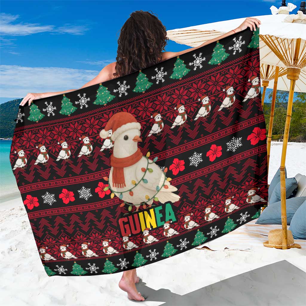 Guinea Christmas Sarong with Festive Dove String Lights and Red Black Holiday Pattern - Wonder Print Shop