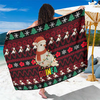 Guinea Christmas Sarong with Festive Dove String Lights and Red Black Holiday Pattern - Wonder Print Shop