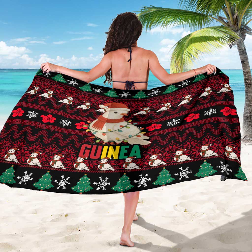Guinea Christmas Sarong with Festive Dove String Lights and Red Black Holiday Pattern - Wonder Print Shop