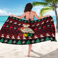 Guinea Christmas Sarong with Festive Dove String Lights and Red Black Holiday Pattern - Wonder Print Shop
