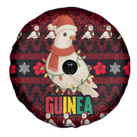 Guinea Christmas Spare Tire Cover with Festive Dove String Lights and Red Black Holiday Pattern - Wonder Print Shop