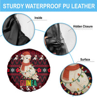 Guinea Christmas Spare Tire Cover with Festive Dove String Lights and Red Black Holiday Pattern - Wonder Print Shop