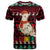 Guinea Christmas T Shirt with Festive Dove String Lights and Red Black Holiday Pattern - Wonder Print Shop