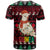 Guinea Christmas T Shirt with Festive Dove String Lights and Red Black Holiday Pattern - Wonder Print Shop
