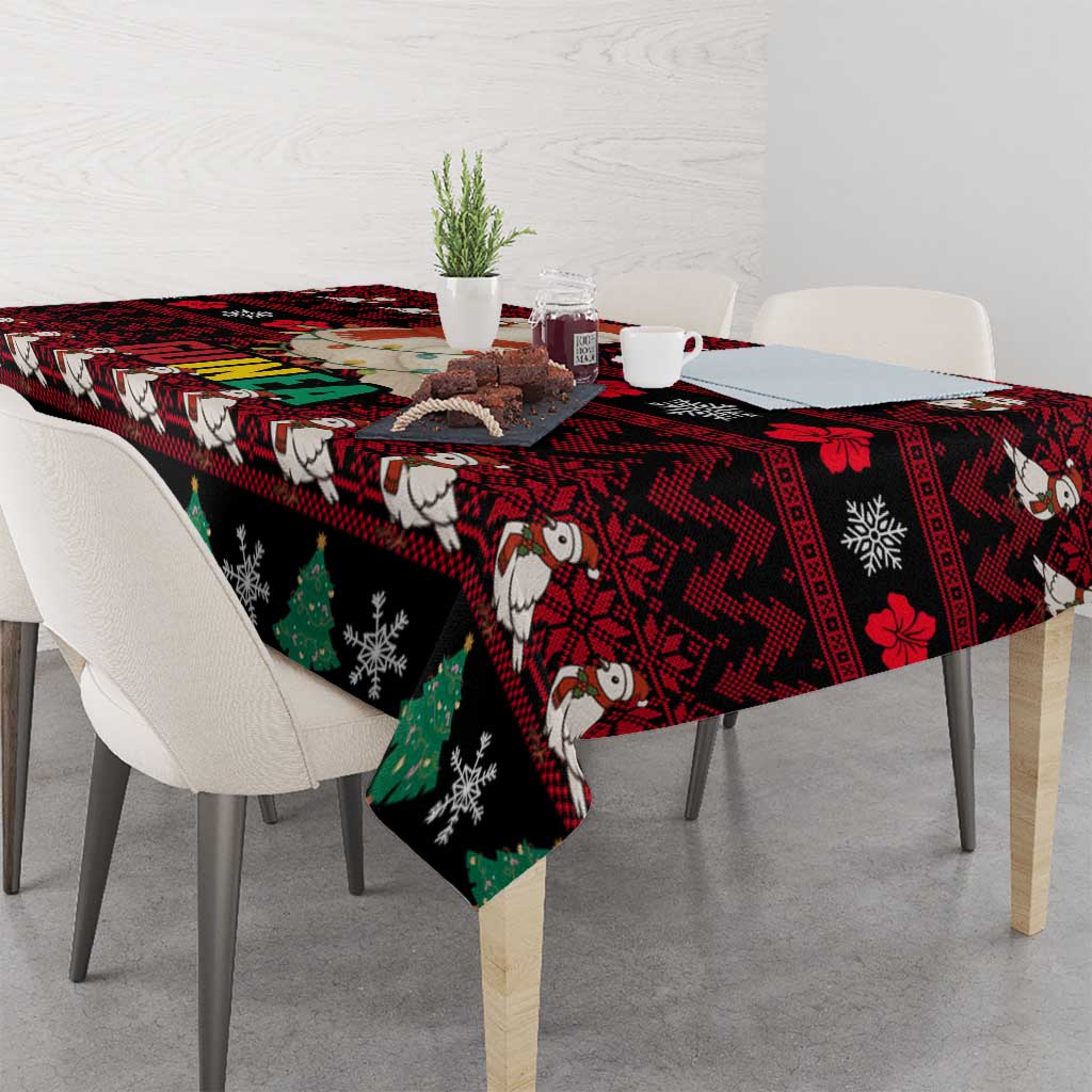 Guinea Christmas Tablecloth with Festive Dove String Lights and Red Black Holiday Pattern - Wonder Print Shop
