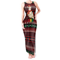 Guinea Christmas Tank Maxi Dress with Festive Dove String Lights and Red Black Holiday Pattern - Wonder Print Shop