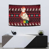 Guinea Christmas Tapestry with Festive Dove String Lights and Red Black Holiday Pattern - Wonder Print Shop