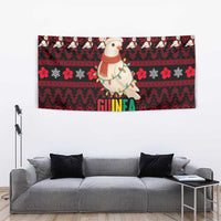 Guinea Christmas Tapestry with Festive Dove String Lights and Red Black Holiday Pattern - Wonder Print Shop