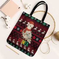 Guinea Christmas Tote Bag with Festive Dove String Lights and Red Black Holiday Pattern - Wonder Print Shop