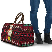 Guinea Christmas Travel Bag with Festive Dove String Lights and Red Black Holiday Pattern - Wonder Print Shop