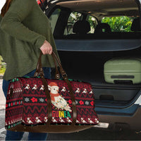 Guinea Christmas Travel Bag with Festive Dove String Lights and Red Black Holiday Pattern - Wonder Print Shop