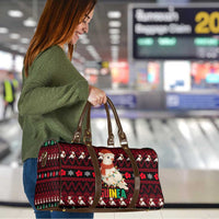 Guinea Christmas Travel Bag with Festive Dove String Lights and Red Black Holiday Pattern - Wonder Print Shop