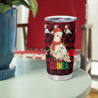Guinea Christmas Tumbler Cup with Festive Dove String Lights and Red Black Holiday Pattern - Wonder Print Shop
