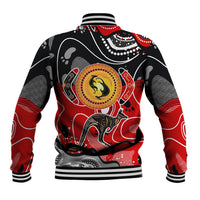 Aboriginal Flag Style Dot Art And Abstract Kangaroo Baseball Jacket - Wonder Print Shop