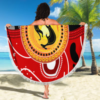 Aboriginal Flag Style Dot Art And Abstract Kangaroo Beach Blanket - Wonder Print Shop