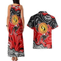 Aboriginal Flag Style Dot Art And Abstract Kangaroo Couples Matching Tank Maxi Dress and Hawaiian Shirt - Wonder Print Shop