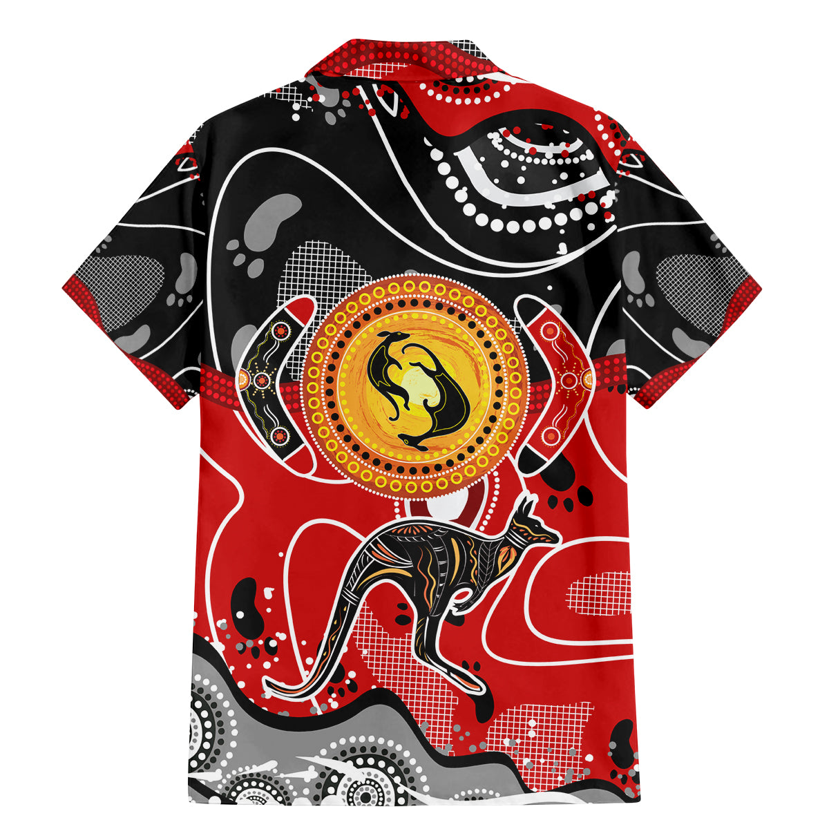 Aboriginal Flag Style Dot Art And Abstract Kangaroo Family Matching Mermaid Dress and Hawaiian Shirt - Wonder Print Shop