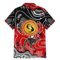 Aboriginal Flag Style Dot Art And Abstract Kangaroo Family Matching Mermaid Dress and Hawaiian Shirt - Wonder Print Shop