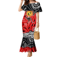 Aboriginal Flag Style Dot Art And Abstract Kangaroo Family Matching Mermaid Dress and Hawaiian Shirt - Wonder Print Shop