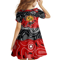 Aboriginal Flag Style Dot Art And Abstract Kangaroo Family Matching Short Sleeve Bodycon Dress and Hawaiian Shirt - Wonder Print Shop