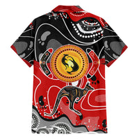 Aboriginal Flag Style Dot Art And Abstract Kangaroo Family Matching Short Sleeve Bodycon Dress and Hawaiian Shirt - Wonder Print Shop