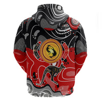 Aboriginal Flag Style Dot Art And Abstract Kangaroo Hoodie - Wonder Print Shop