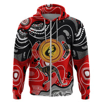 Aboriginal Flag Style Dot Art And Abstract Kangaroo Hoodie - Wonder Print Shop