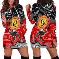 Aboriginal Flag Style Dot Art And Abstract Kangaroo Hoodie Dress - Wonder Print Shop