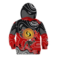 Aboriginal Flag Style Dot Art And Abstract Kangaroo Kid Hoodie - Wonder Print Shop