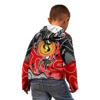 Aboriginal Flag Style Dot Art And Abstract Kangaroo Kid Hoodie - Wonder Print Shop