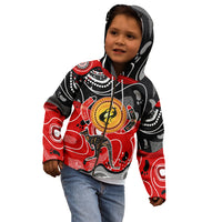 Aboriginal Flag Style Dot Art And Abstract Kangaroo Kid Hoodie - Wonder Print Shop