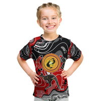 Aboriginal Flag Style Dot Art And Abstract Kangaroo Kid T Shirt - Wonder Print Shop